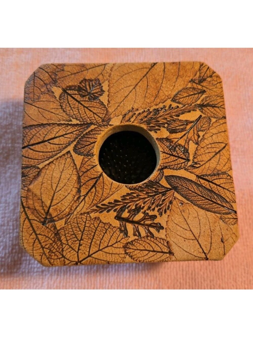 Meyer Pottery Flower Vase Leaves Fall Autumn Signed ikabana